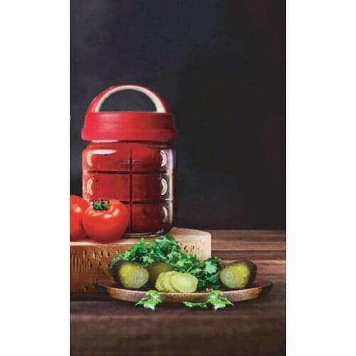 Button 1000CC 1500CC 2000CC (ML) glass Spice Jar With Lid Transparent Stylish Looking Multi-Purpose Use Gray Red Green Color