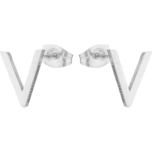 Cute Stainless Steel Mini Letter V Earring V Shape Stud Earings Minimast Geometry Ear Bijoux Women Gift Party Jewelry Ornaments