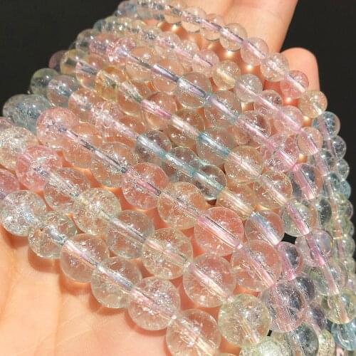 Multicolor Clear Cracked Quartz Crystal Glass Beads Round Loose Spacer Beads For Jewelry Making DIY Earrings Bracelets 6/8/10mm