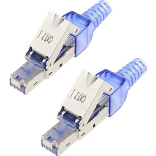 Cable Matters 2-Pack Tool-Free Shielded RJ45 Cat 7 / Cat6A Termination Plug Cat7 Plug / Cat7 Connector Modular 23/24AWG