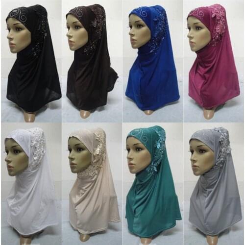 Muslim women hijab jersey amira instant caps malaysian headscarf bonnet crinkle khimar head scarf cover hat islamic clothing new