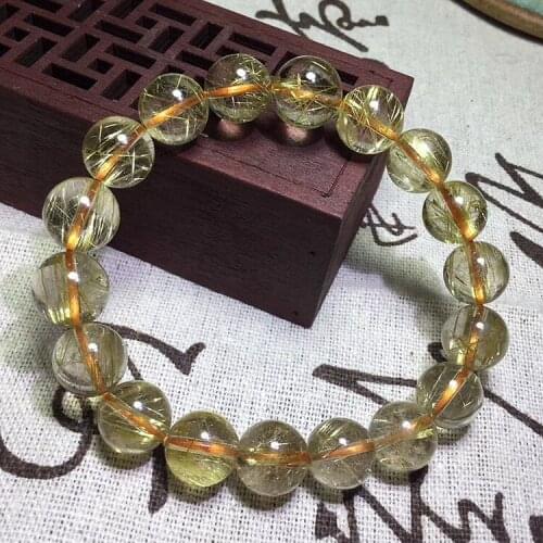 Natural Titanium Crystal Bracelet Crystal Hairline Gold Crystal Single Ring Bracelet Bracelet Men and women Lucky Transfer Jewe
