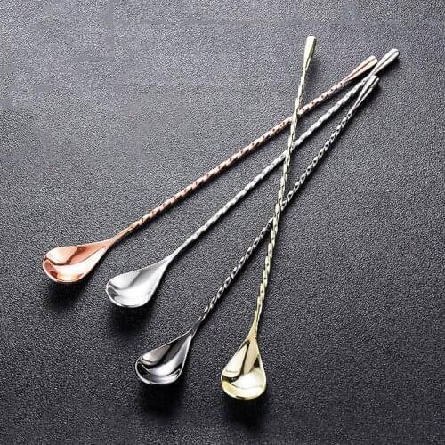 Stir Spoon Stainless Steel Mixing Cocktail Spoon Spiral Pattern Bartender Tools Bar Teadrop Spoon 30/40cm Bar Tool Tableware