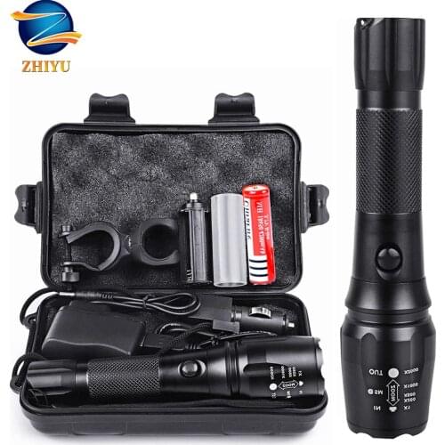 ZHIYU Rechargeable Tactical Flashlight LED torch 18650 4200mAh Battery L2 Waterproof Big Torch Portable Adjustabl Camping light