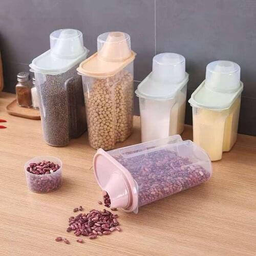PP Food Storage Box Plastic Clear Container Set with Pour Lids Kitchen Storage Bottles Jars Dried Grains Tank 1.9L-2.5L H1211