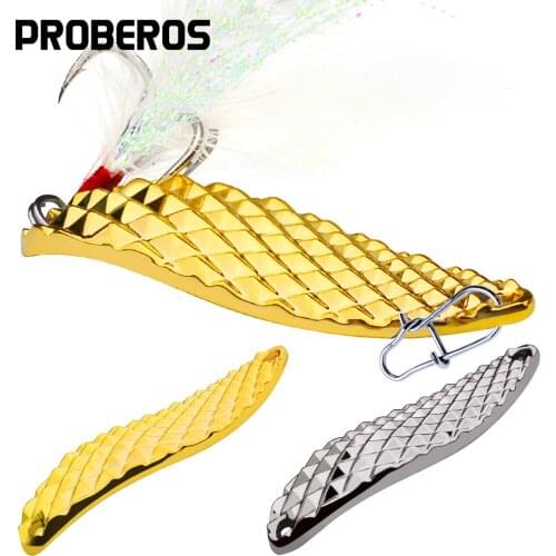 20pcs/lot Spoon Metal Fishing Lures 14G/21G/28G/35G Hard Fishing Bait Tackle with Feather BKB Hook 4# 8# Gold Silver Bait