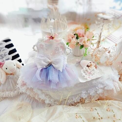 Handmade Luxury Dog Dress Princess Tutu Big Bow Tulle Skirt Pet Clothes Apparel Evening Wear Party Poodle Maltese Drop Shipping