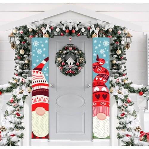 Christmas Door Couplet Faceless Doll Pattern Banner Enhance Atmosphere Xmas Festive Decor Merry Christmas Porch Sign Decoration
