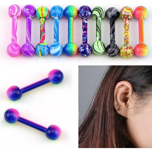 10PCS Stainless Steel Barbell Ear Stud Tragus Cartilage Helix Earrings Piercing