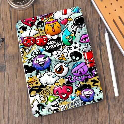 Graffiti Art Silicone Cover for iPad Air 4 Case With Pencil Holder Pro 11 Funda 2020 10.2 8th Generation 7th Mini 5 Air 2 Coque