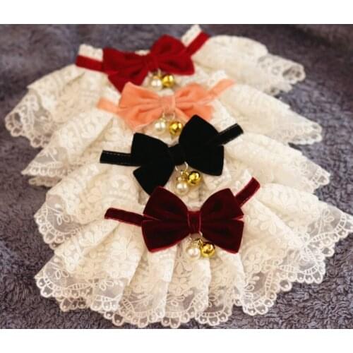 Pet Bib dog saliva towel lace Bib dog cat lace neck collar flocking bow saliva towel Puppy Cat beauty products