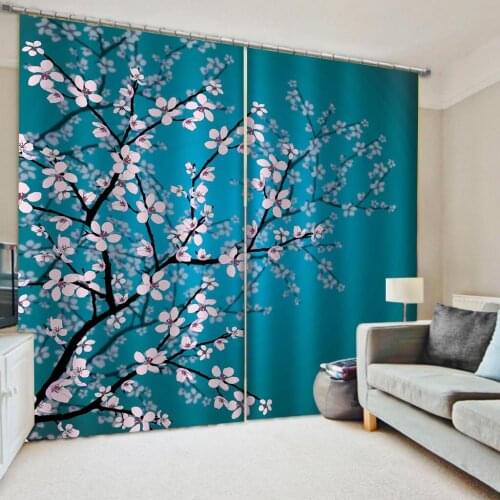 Modern Home Decoration Blackout 3D Curtain stereoscopic lifelike blue blackout flower curtains personality curtains