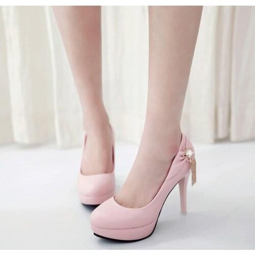 Big Size Ladies high heels women shoes woman pumps Pure color Shallow mouth High-heeled single shoes