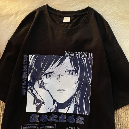 DiabloHarajuku Gothic Womens Top The Empiness I See In My Eyes Printed Loose T-shirt Vintage Fashion Casual Punk Streetwear Y2k