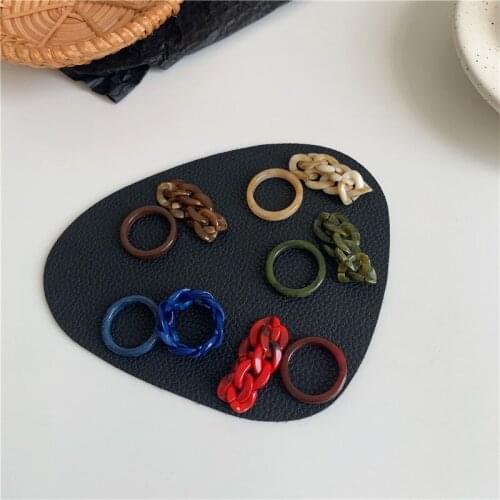 2 Pcs/Pair Korean Simple Resin Acetate Linked Chain Rings for Women Mujer Natural Color Arcylic Charm Rings Minimalist Jewelry