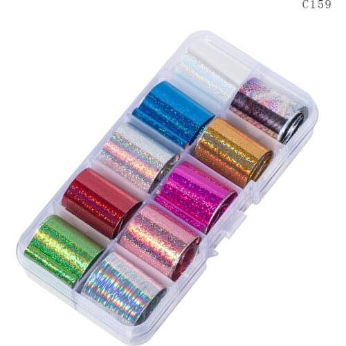 10 Colors/Kit 2.5*100cm sparkly Nail Foils Stickers Nail Transfer Sticker Laser Rose Gold Champagne Nails Stickers Decor