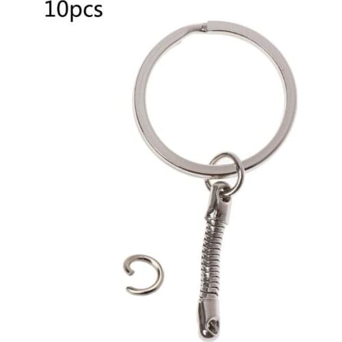 10Pcs Snake Chain Key Round Flat Rings Alloy Silver DIY Jewelry Findings Handmade Craft Accessory Jewelry Making