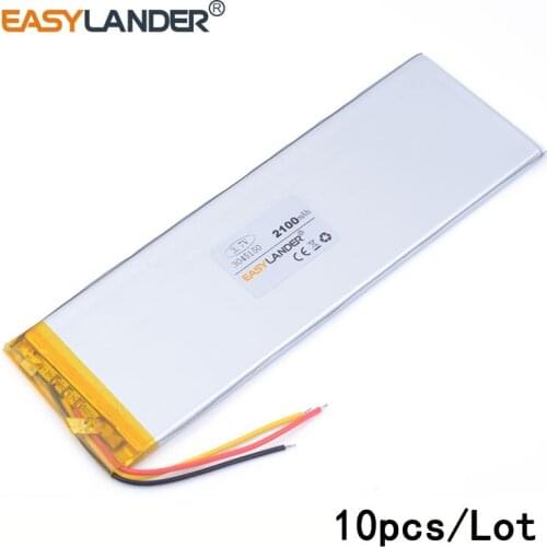 10pcs /Lot 3045150 2100mAh 3.7V lithium Li polymer rechargeable battery for tablet pc power bank cell phone speaker E-book