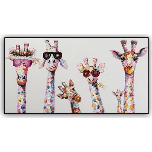 2020 New Years latest Oil Painting giraffe 100% Hand painted Creative custom oil painting living room Decor 2020061401