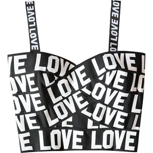 2021 Summer Girls Camis Women Elegant Vintage Sexy Chic Spaghetti Strap Party Love Print Corset Crop Tank Tops Boycon Clubwear