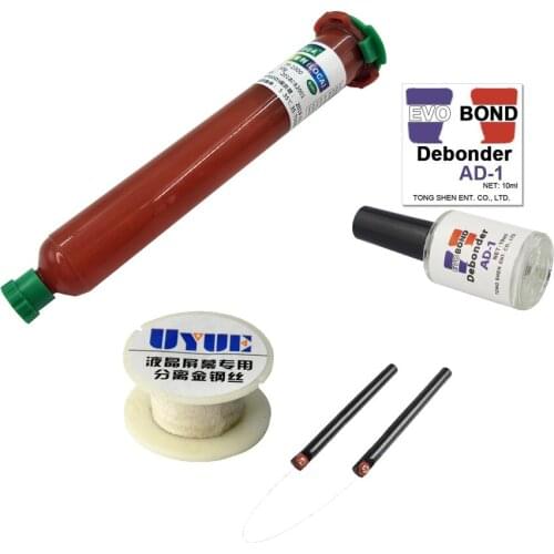4 in 1 TP-1000 LOCA UV Glue 50g With Glue Remover Dispergator Screen Glue Golden Cutting Wire 50Mv