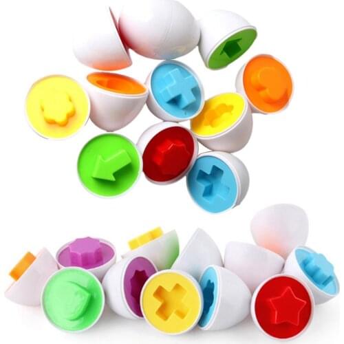 6Pcs Twist Eggs Toys Learning Education Toys Mixed Shape Wise Pretend Puzzle Matching Smart Twisted Eggs Baby Kid Kitchen Toys