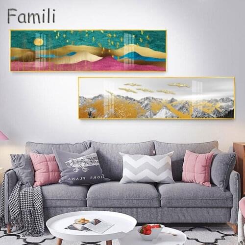 Abstract bedside golden canvas painting posters and print modern banner wall art pictures for living room bedroom home décor