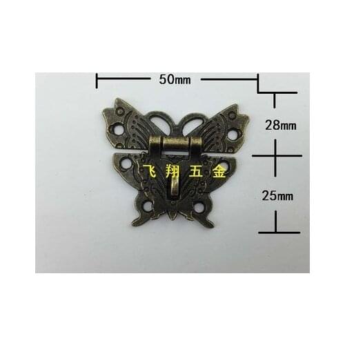Antique antique vintage style Decorate Jewelry Gift Wooden Box Hasp wooden hasp lock Zinc alloy Butterfly clasp A21
