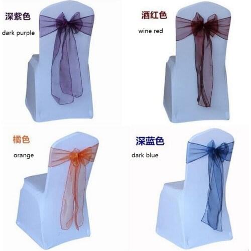 Organza bowknot Wedding Chair Cover Sash Bands Wedding Party Birthday Snow yarn ribbon Decoration Colors Available WT033