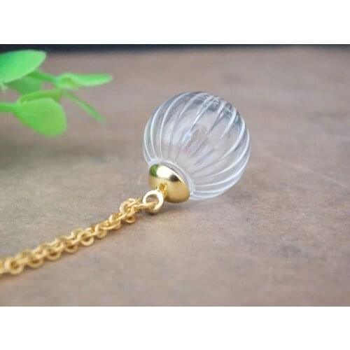 Free ship!! 18mm Pumpkin stripe ball shape glass golbe pendant/with chain /fashion glass vial jewelry pendant