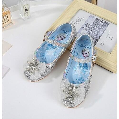 Disney Children Shoes Frozen Princess Aisha Summer Girl Sweet and Comfortable Soft Sole Crystal Bow Breathable Sandals for kids