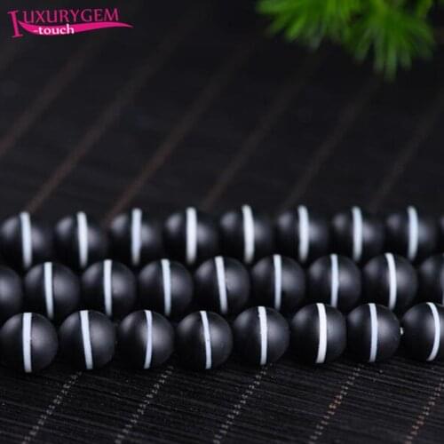High Quality Natural Black Agates Stone Round Shape Loose Spacer Frosted Beads 6/8/10/12/14mm DIY Jewelry Accessory 38cm sk29