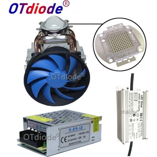 DIY 100W 660nm Deep Red Plant Grow Light High Power COB LED+Driver +heatsink+cooler+ lens reflector for indoor garden plant