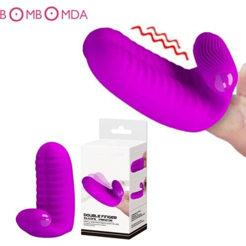Double Finger Sleeve Vibrating Penetration Strapon Vibrator Intimate Sex Product Clitoral Stimulator Adult Games for Couples New