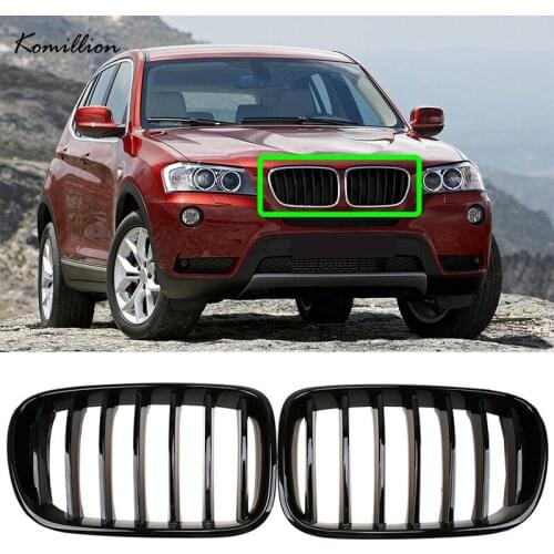 Pair Gloss Black Car Racing Grills Front Kidney Grille for BMW X3 F25 Pre-facelift 2010 2011 2012 2013 2014 Auto Exterior Parts