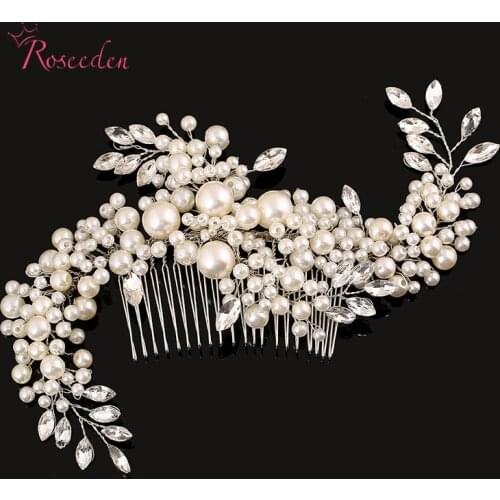 Exquisite Handmade Novies Simulated Pearl Hairpiece Wedding Hair Accessories Bridal Hair Clip Headwear Hair Combs RE283