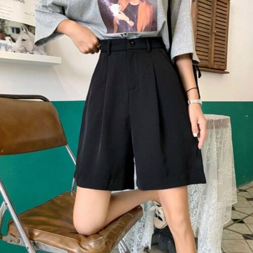 Elegant Capris Oversized Women Summer Female Stretch Knee Length Blaze Short Loose Trousers OL Office Korean Style Pantacourt