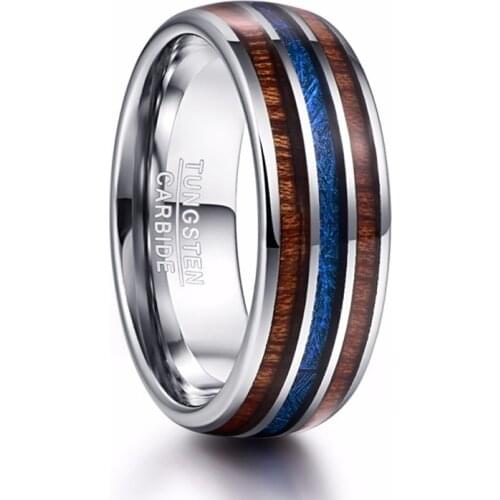 Vermiculite Opal Kuckle Ring For Anniversary Party Wood Inside Tungstend Steel Ring For Men Engagement Ring
