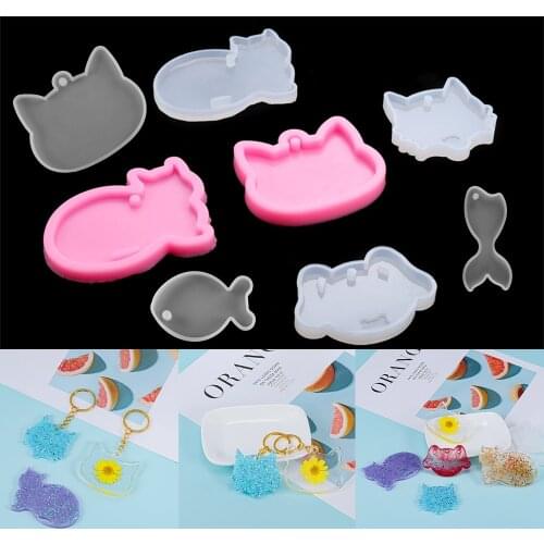 Cute Cat Pendant Silicone Mold Animal Pendants Epoxy Resin Molds for DIY Resin Keychain Crafts Jewelry Making Accessories