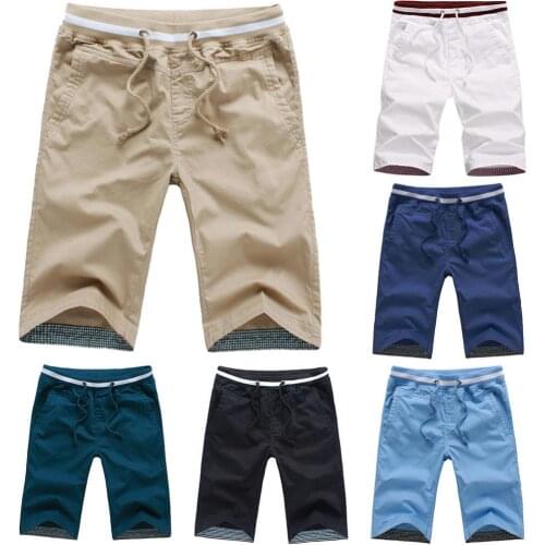 50% Hot Sales Casual Men Solid Color Shorts Outdoor Sports Beach Jogger Drawstring Fifth Pants