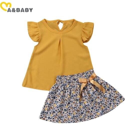 Ma&Baby 1-6Y Summer Flower Child Kid Baby Girls Clothes Set Ruffles Chiffon Tops Floral Print Skirts Outfits Children Costumes