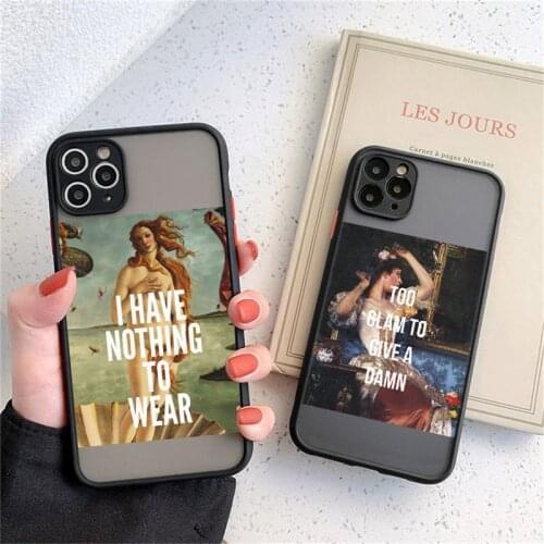Artistic Statue Pattern Matte Phone Case For iPhone 12 11 Pro Max X XR XS Max 7 8 Plus 12 Mini 7 SE 2020 Camera Protection Cover