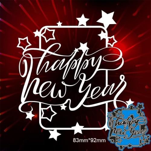 83*92mm irregular happy new year letters frame New Metal Cutting Dies Scrapbook paper Decoration Embossing DIY Paper Card Craft