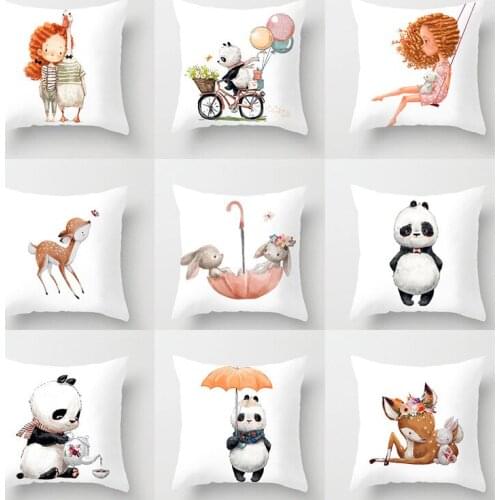 Cute cartoon animals panda sika deer pillowcase cushion cover sofa car home decoration can be customized