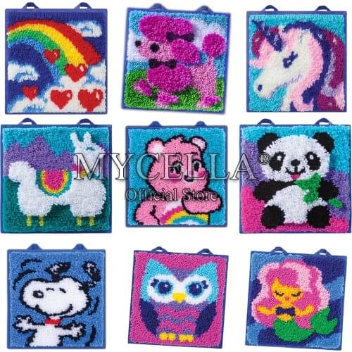 Carpet Mini-Rug Sewing Kit The Classic Latch Hook Craft Kit - Unicorn Cartoon Love Rainbow Unicorn Dog Alpaca Panda Bear Mermaid