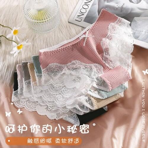 2021 New Japanese Cotton Underwear Women Panties Sexy Lace Underpants Fashion Bow Briefs Female Thread Lingerie Women Underwear