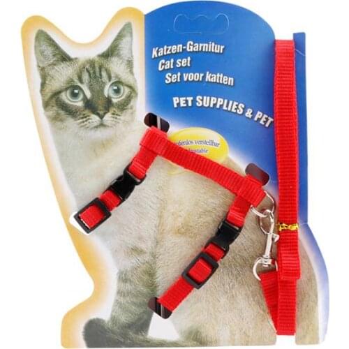 Pet Cat Collar Harness and Leash Adjustable Nylon Pet Traction Dog Kitten Halter Collar Cats Products for Cat Pet Harness Belt