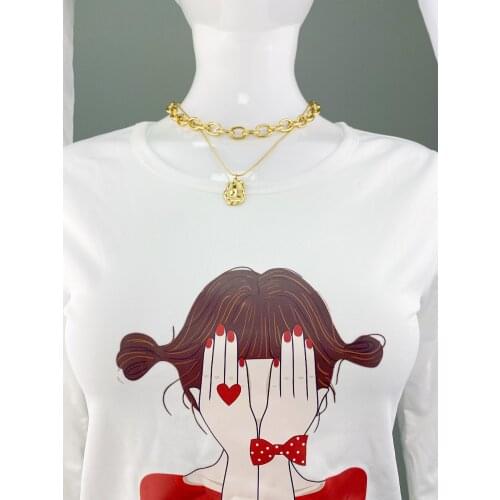 Irregular Cirle Necklace Jewelry Stainless Steel New Goddess Luxury Golden Color Luxe Fashion Women Hot Sell Double Chain