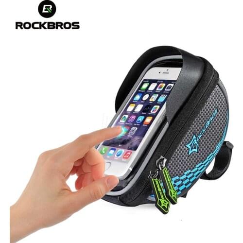 ROCKBROS 5.5" Bicycle Bag Cycling Frame Tube Panniers Waterproof Touchscreen Phone Case Reflective With Shade Baffle 5 Colors