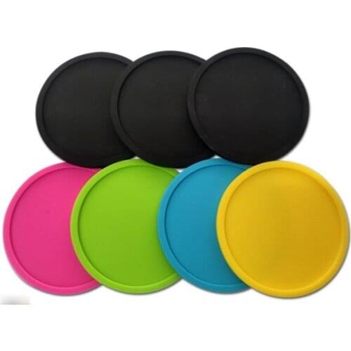 Silicone Black Drink Coasters Set of 8 Non-slip Round Soft Cup Coasters, Perfect for Bar and House, Durable Easy to Clean Black